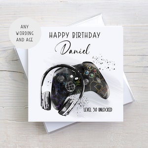 Personalised Birthday Card for Gamer, Level Unlocked, Age Card, Game Controller Card for Son, Grandson, Nephew, Friend, For Boys and Men
