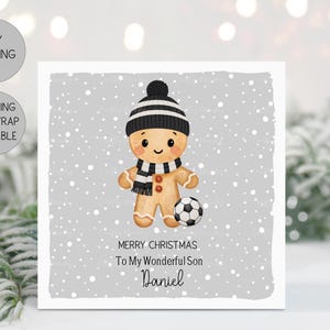 20 Colours, Personalised Football Scarf Christmas Card for Boys and Girls,  Granddaughter, Daughter, Grandson, Son, Niece, Nephew