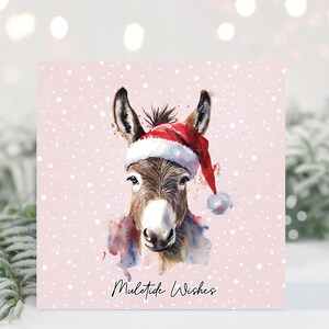 Carte de Noël personnalisée avec un âne, au choix, emballage individuel ou multiple