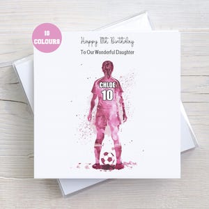Carte d'anniversaire personnalisée fille footballeur, football féminin, fille, petite-fille, nièce, maman