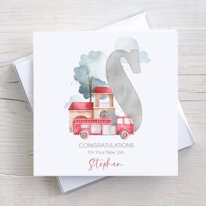 Personalised Fire Engine Card For Girls and Boys, Emergency Vehicles Card, Birthday, Retirement, New Job, Firefighter Birthday Card