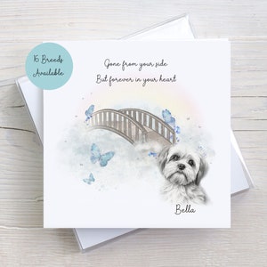 Carte pont arc-en-ciel pour chien perdu, carte pour animal de compagnie, carte de sympathie pour la perte d'un chien, carte personnalisée pour deuil de chien
