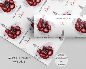 Personalised Boxing Gloves Wrapping Paper, Boxer Birthday Gift Wrap, Dad, Son, Brother, Grandad