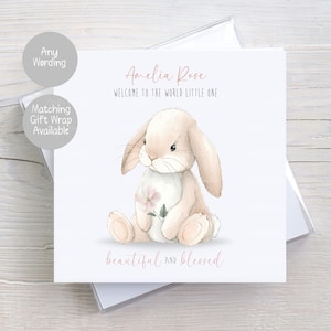 Nouvelle carte personnalisée pour petite-fille, nièce, fille, filleule, petite fille, carte de bébé lapin pour fille