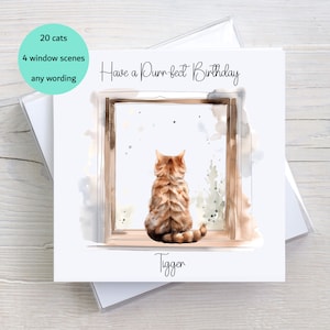 Cat Birthday Card, Personalised Birthday Card, To Cat, From Cat, 20 Cats to Choose From, Crazy Cat Lady