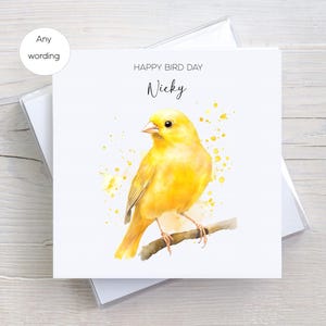 Carte d'anniversaire personnalisée, carte canari pour grand-père, grand-mère, papa, maman, amateur d'oiseaux, anniversaire d'avril