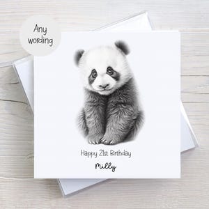 Carte de voeux personnalisée avec panda, n'importe quelle formulation, carte d'anniversaire, carte de panda pour elle, pour lui