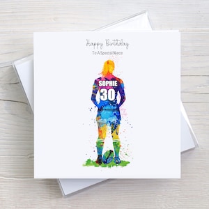 Personalised Birthday Card Girl Rugby Player, Female Rugy, Daughter, Granddaughter, Niece, Mum