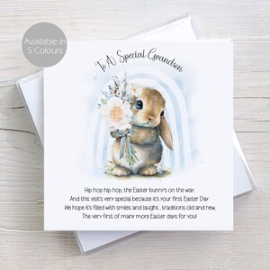 Carte de Pâques personnalisée pour garçons et filles, carte de lapin de Pâques, 1ère carte de poème de Pâques, petit-fils, fils, petite-fille, fille