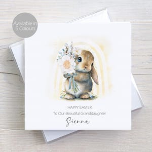 Carte personnalisée de lapin de Pâques pour garçons et filles, carte de lapin de Pâques, 1ère carte de Pâques, petit-fils, fils, petite-fille, fille, maman et papa