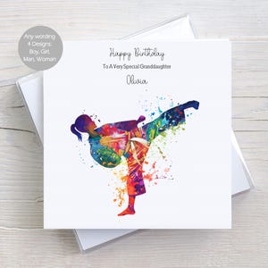 Carte d'anniversaire personnalisée pour fille d'arts martiaux, carte d'arts martiaux féminin pour elle, maman, fille, petite-fille, amie