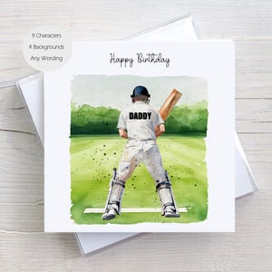 Carte d'anniversaire personnalisée joueur de cricket masculin, carte d'anniversaire de cricket pour homme, carte de joueur de cricket, papa, grand-père, fils, petit-fils, frère