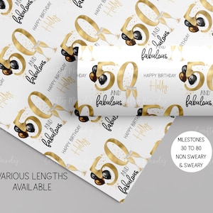Milestone Personalised Birthday Gift Wrap, Sweary and Non Sweary Versions, Gift Paper, Birthday Paper, 30, 40, 50, 60, 70, 80th