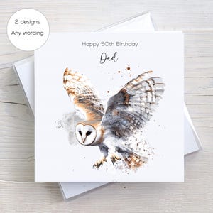 Carte d'anniversaire personnalisée, carte d'anniversaire de chouette effraie des cloches pour lui, anniversaire de janvier