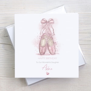 Carte d'anniversaire personnalisée, carte de chaussures de ballet pour petite-fille, nièce, fille, pour elle, examens de félicitations, bonne chance dans vos examens