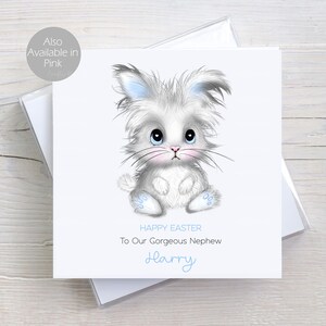 Carte personnalisée de lapin de Pâques pour garçons et filles, carte de lapin de Pâques, 1ère carte de Pâques, petit-fils, fils, petite-fille, fille, maman et papa