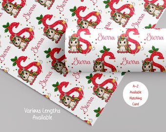 Personalised Unicorn Christmas Wrapping Paper for Girls, Christmas Unicorn Gift Wrap for Daughter, Granddaughter, Niece, Goddaughter, Her