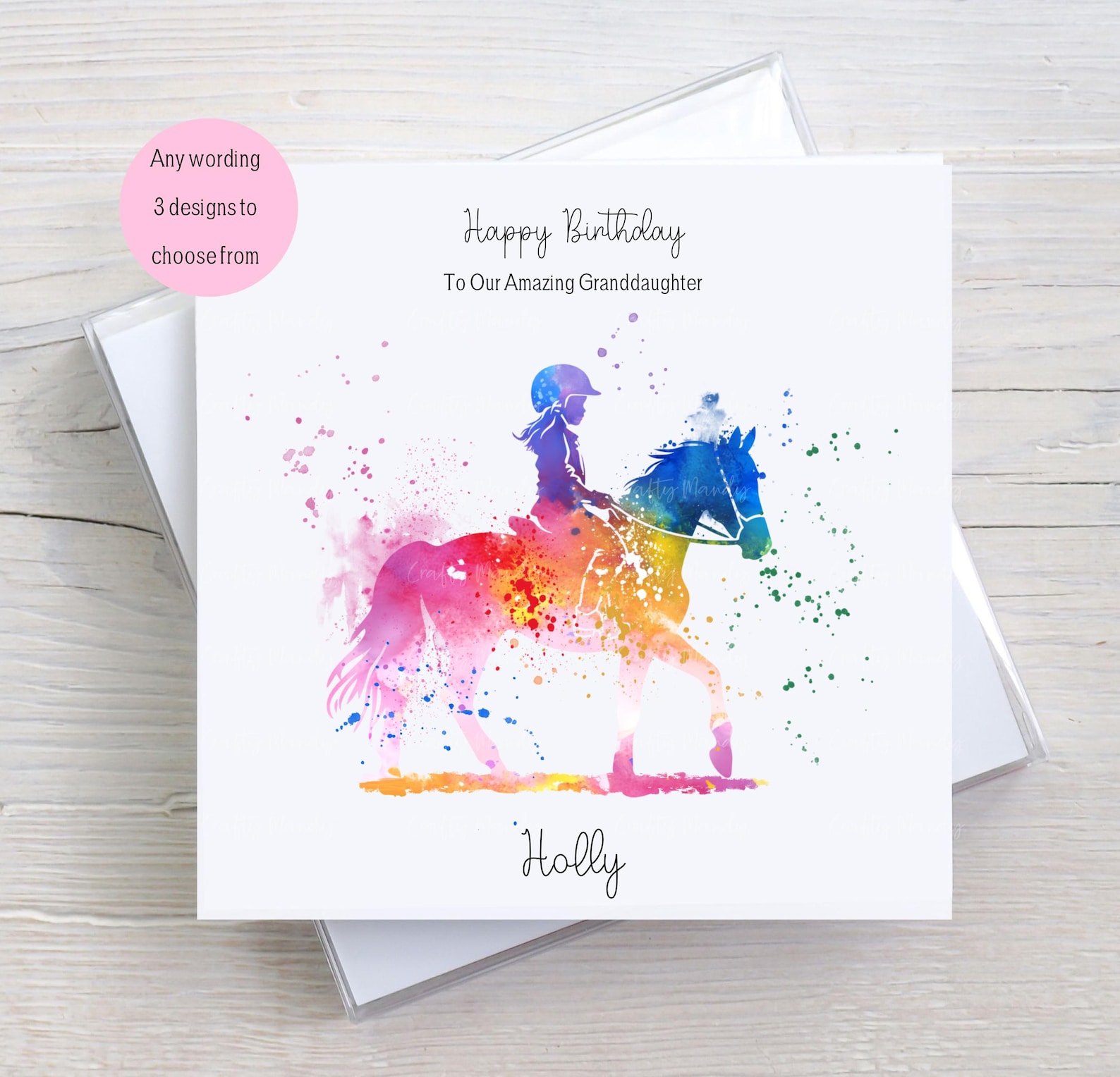Personalised Birthday Card Girl and Pony, Colourful Horse Riding Card ...