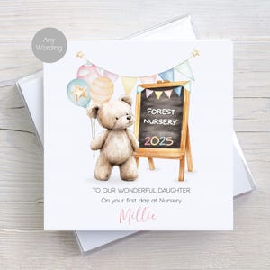 Carte personnalisée Premier jour à la crèche 2025, carte de départ pour la crèche pour fille, fils, petite-fille, petit-fils, nièce, neveu, filles et garçons