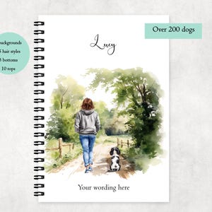 Personalised Notebook for Dog Lovers, Custom Girl and Dog, Gift Dog Owners, A5 Journal, Softbacked Notebook