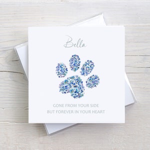Dog Bereavement Card, Loss of Dog Sympathy Card, Forget Me Not Pawprint, Pet Loss