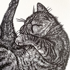 Cat Nap original linocut print image 3