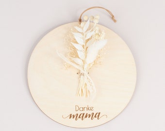 Wooden sign Mother's Day with dried flowers, gift for Mother's Day,