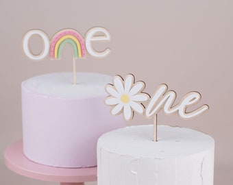 Cake Topper One , Cake Topper für Erstergeburtstag  ,  Acryl Tortenstecker, Bunte Kuchentopper, Tortenstecker