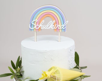 Cake topper inscription scolaire arc-en-ciel, écolier, cake topper, cake topper