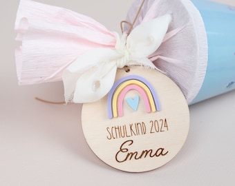 Personalized Rainbow School Cone Tags, School Cone, Gift Tags, Back to School Gift