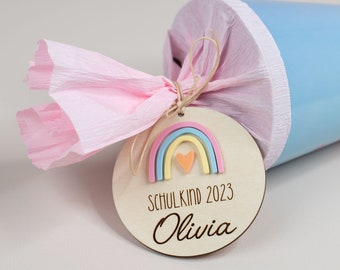 Personalized school bag tag rainbow 10 cm