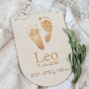 Geburtsschild mit Fußabdruck  , Holzschild, Namensschild, Baby Fußabdruck, Geschenk zur Geburt Baby