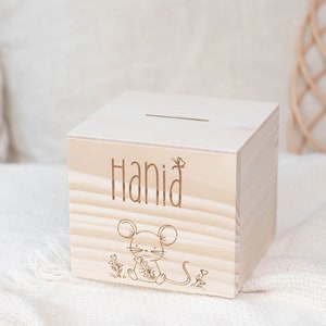 Personalized money box, wooden money box, money box with name, money box
