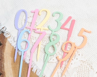 Colorful Numbers Set Acrylic, Cake Topper, Cake Topper Number 0-9, Cake Topper