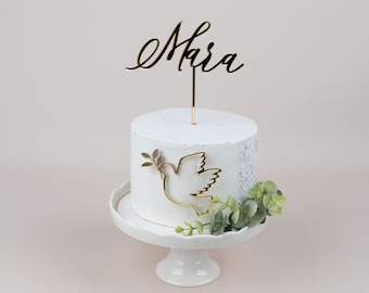 Cake topper comunione colomba personalizzato, per comunione, cake topper battesimo, cake topper, cake topper nome oro