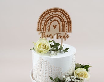 Caketopper Regenbogen ,Taufe personalisiert , Cake Topper Taufe , Tortenstecker, Kuchentopper