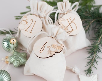 Chiffres de calendrier de l'Avent en bois, Chiffres de calendrier de l'Avent, Pendentifs de chiffres de calendrier de l'Avent, Chiffres en bois pour calendriers de l'Avent