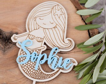 Personalized Mermaid Cake Topper , Acrylic Cake Toppers, Colorful Cake Toppers, Cake Toppers