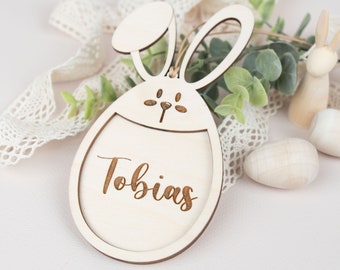 Pendentif oeuf de Pâques, pendentif de Pâques, pendentif en bois personnalisé oeuf de Pâques, décoration de Pâques, lapin de Pâques