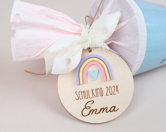 Personalized school cone tags rainbow, school cone, gift tags, school enrollment gift