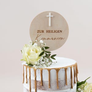 Cake topper for Holy Communion, Holy Communion Cake Topper made of wood, cake topper with cross cake topper baptism confirmation