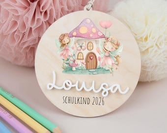 Mermaid school cone charm, school cone charm, back-to-school gift, gift tag for schoolchild, charm with name