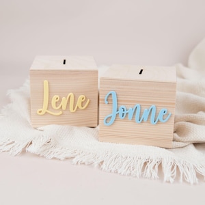Personalisierte  Spardose aus Holz  , Weihnachtsgeschenk Kinder, Spardose mit Namen  , Geschenk zum Geburtstag, Einschulung, Schulkind ,