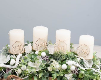 Advent wreath pendants, Advent candle numbers, decorative Advent wreath wood, Advent wreath DIY, numbers for candles