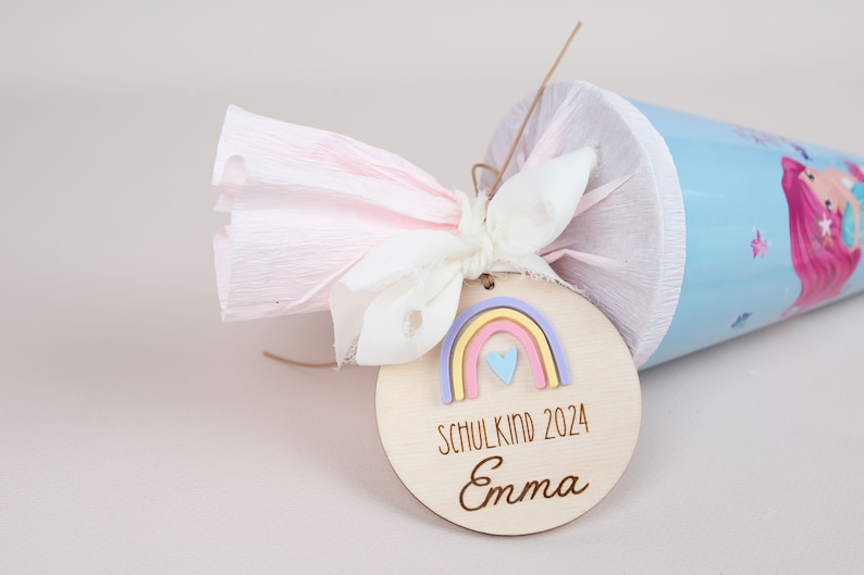 Personalized school cone tags rainbow, school cone, gift tags, school enrollment gift image 2