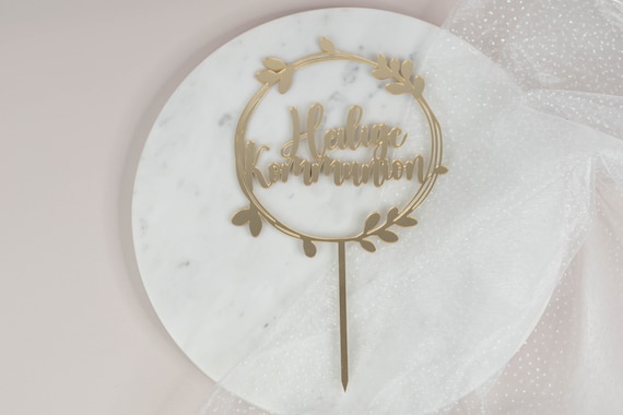 Heilige Kommunion Cake Topper №2 – 16,5 X 8 Cm, Gold/silber/mehrfarbig – Torten-Deko Für Geburtstag & Feier
