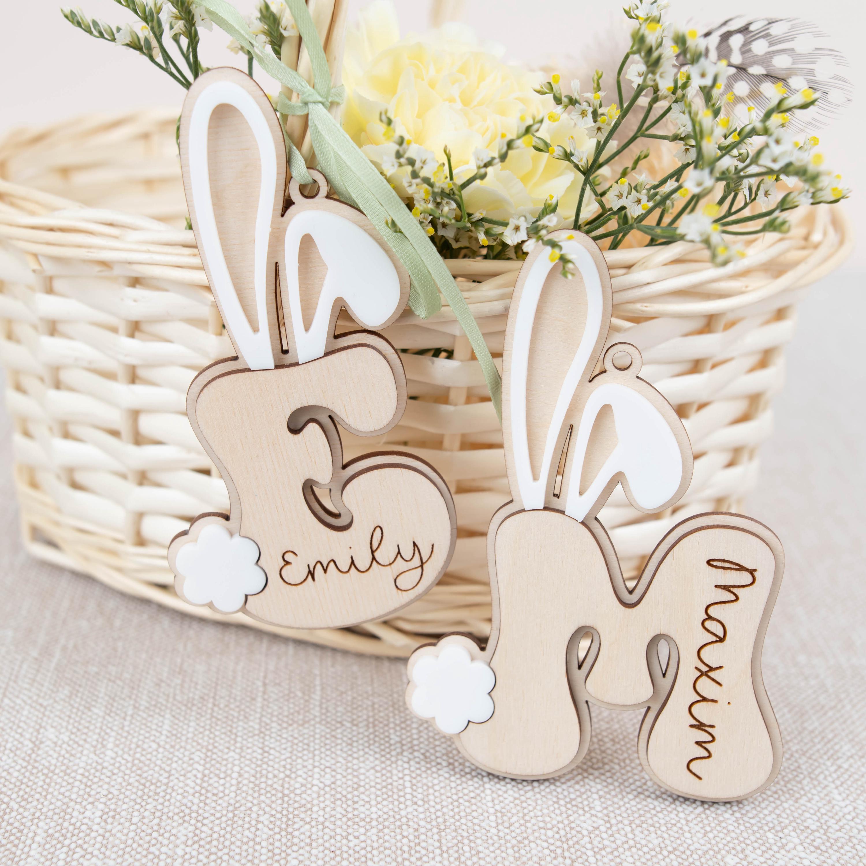 KF - Nid De Pâques En Bois - Panier De Pâques Enfichable - Avec 2