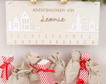 Personlig träadventskalender med gravyr, skandinavisk stil, gör-det-själv-adventskalender med namn, hållbar och handgjord