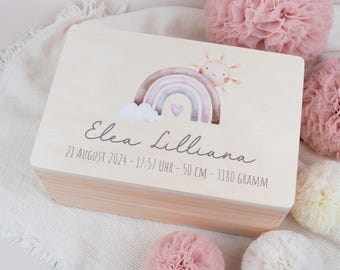 Rainbow keepsake box, baby keepsake box, birth gift, baby memory box, christening gift, personalized gift with name