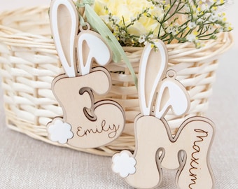 Anhänger Osterhase , Osterkorb Anhänger , Osteranhänger, Personalisierte Osterdeko   , Ostergeschenke, Osternest , Anhänger Ostern mit Name